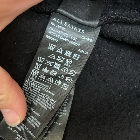 All Saints Giselle Chain Fringe Black Hoodie M - Picture 12 of 12